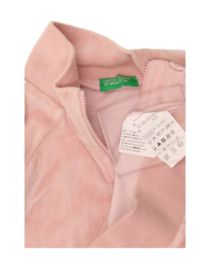 BENETTON Mädchen-Trainingsanzug, Oberteil, Jacke, 10–11 Jahre, XL, Rosa, Farbblock