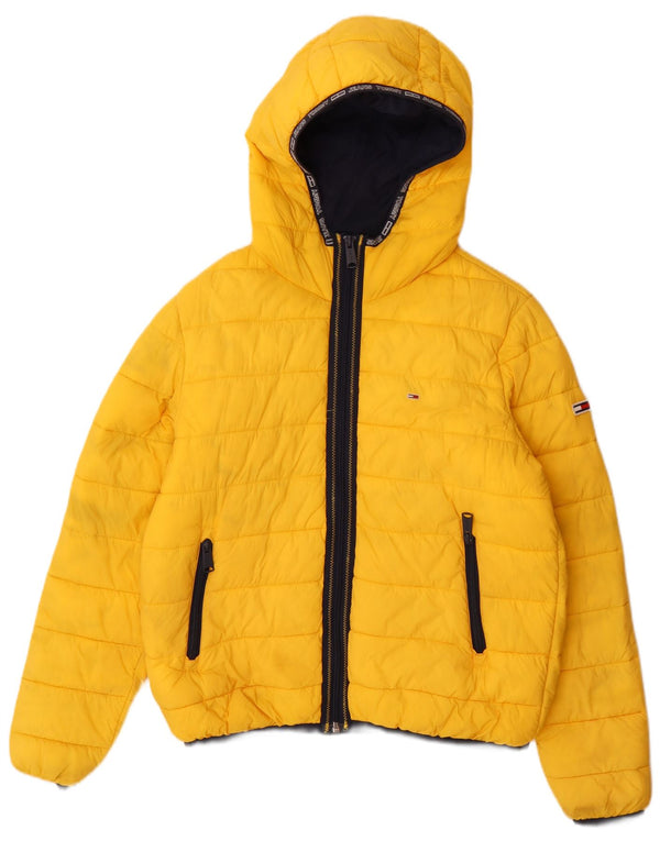 Tommy Hilfiger Herren-Jacke mit Kapuze, reguläre Passform, gepolstert, UK 38, Mittelgelb