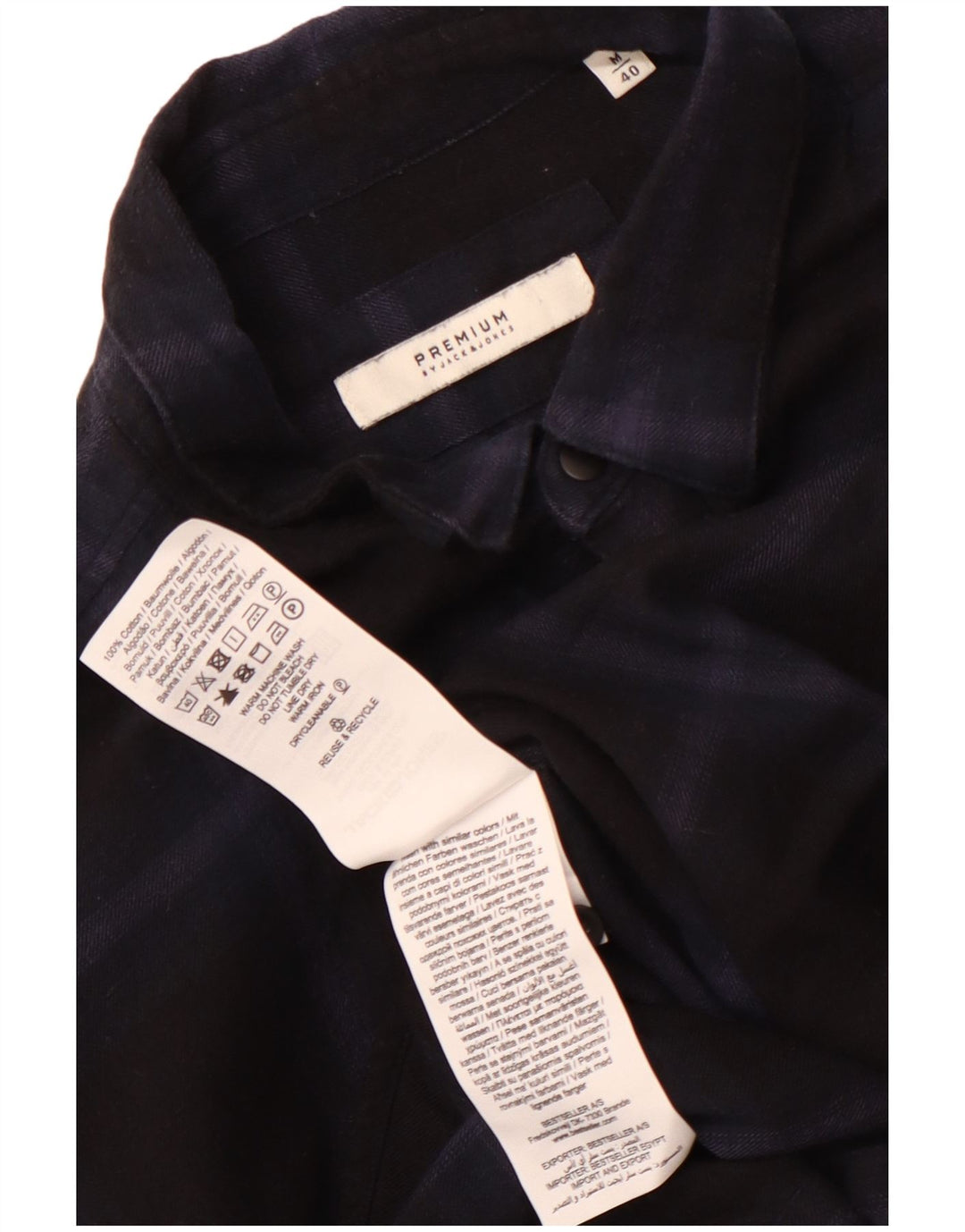 JACK & JONES Herren-Flanellhemd, Größe 40, mittelblau, kariert, Baumwolle