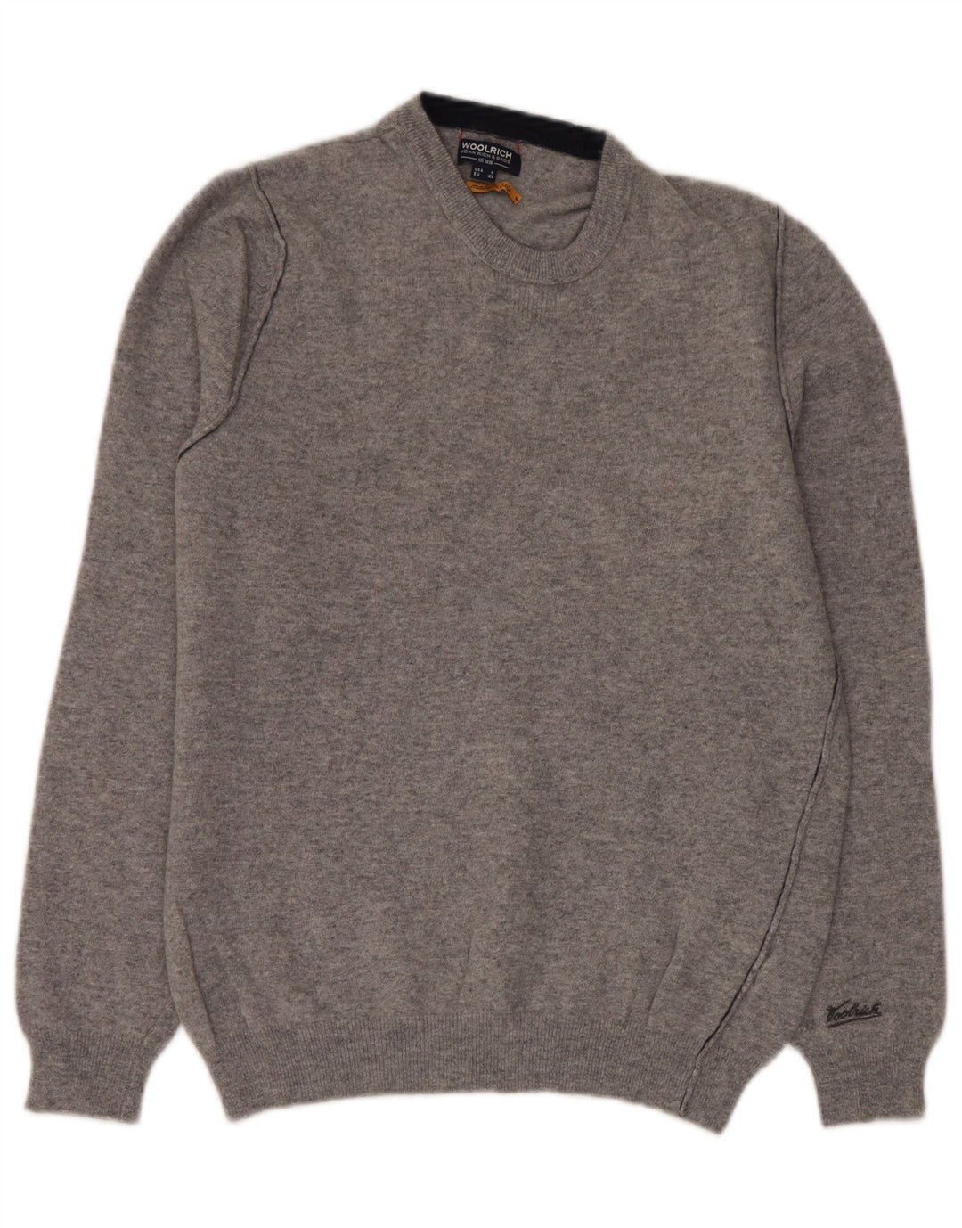 Woolrich Damen-Pullover mit Rundhalsausschnitt, UK 16, Größe L, graue Wolle