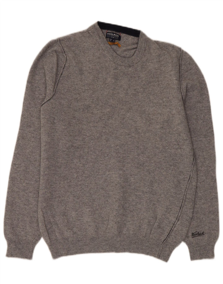 Woolrich Damen-Pullover mit Rundhalsausschnitt, UK 16, Größe L, graue Wolle
