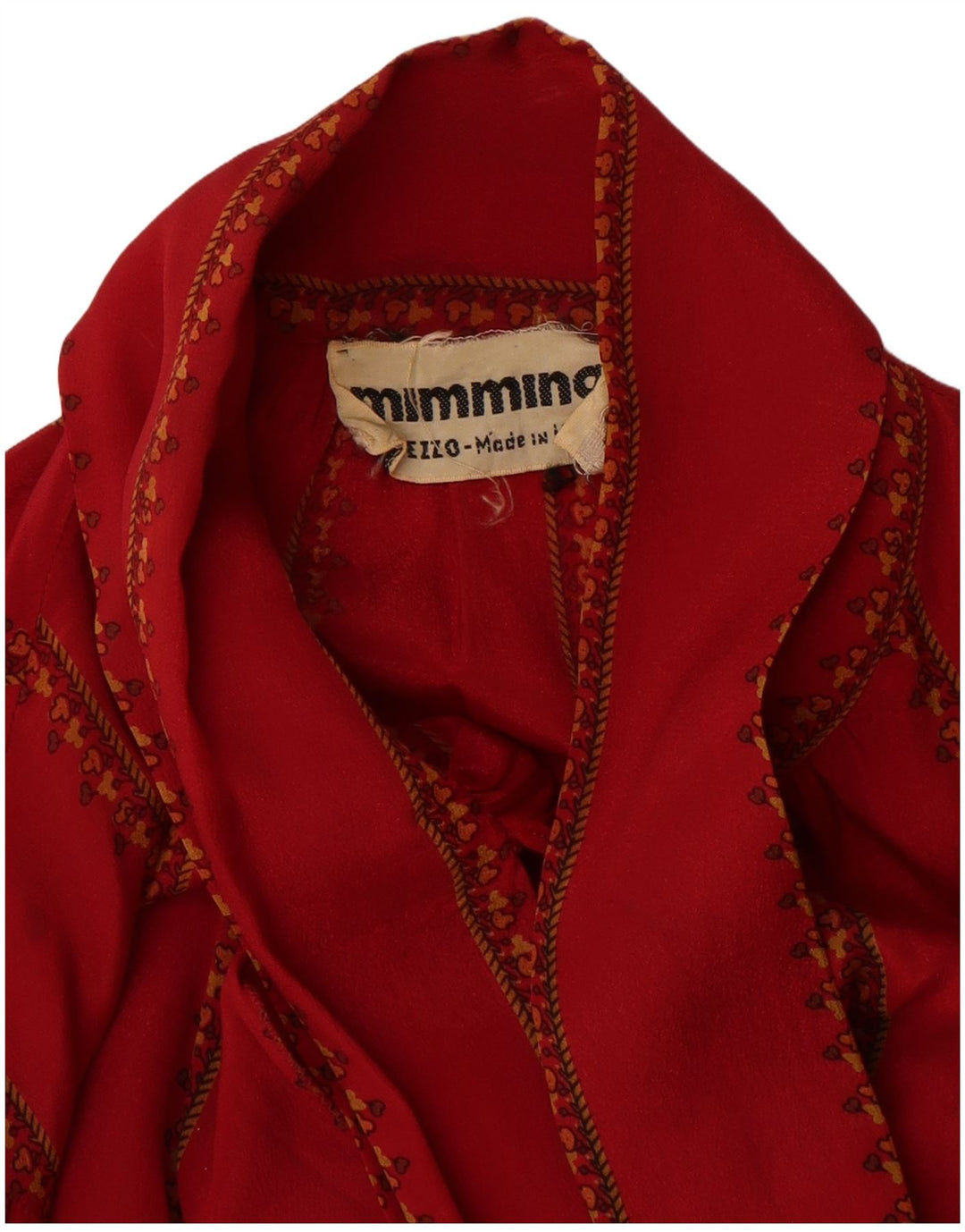 MIMMINA Langarm-Blusenoberteil mit Vorderkrawatte für Damen, UK 14, Größe L, rot gestreift