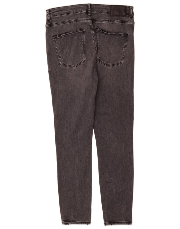 Zara Damen-Jeans mit hoher Taille, Röhrenjeans, EU 42, Größe L, W32, L27, Grau