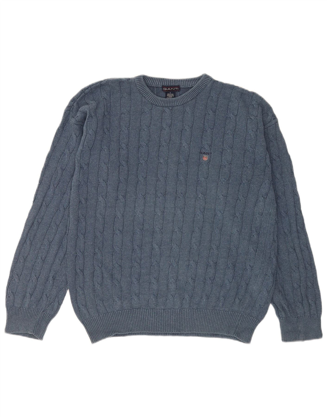 Gant Herren-Pullover mit Rundhalsausschnitt, groß, aus blauer Baumwolle