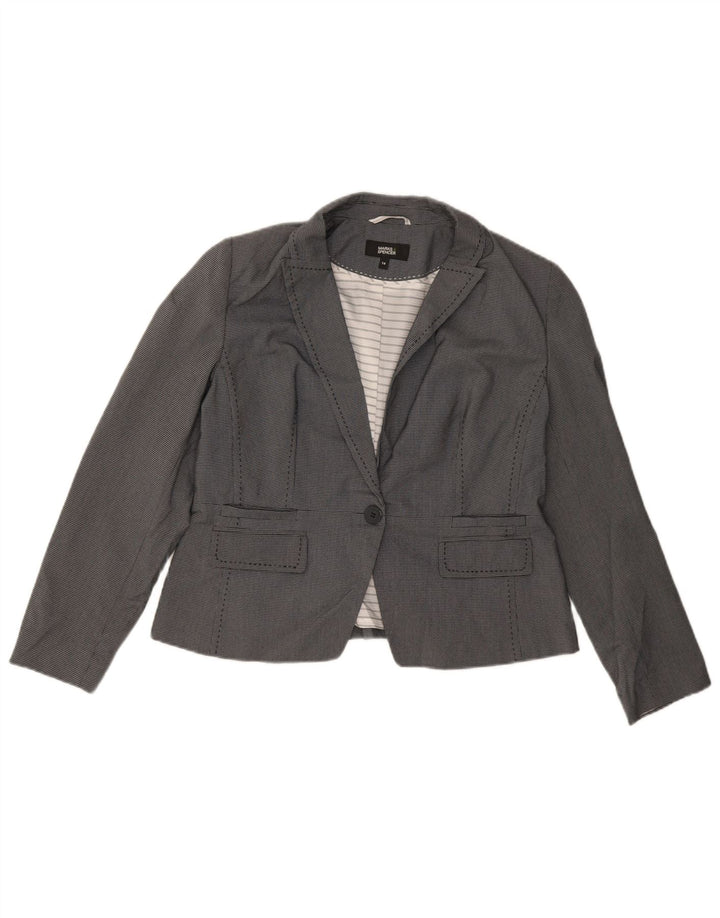 Marks & Spencer Damen-Blazer mit 1 Knopf, UK 14, mittelgrau kariert