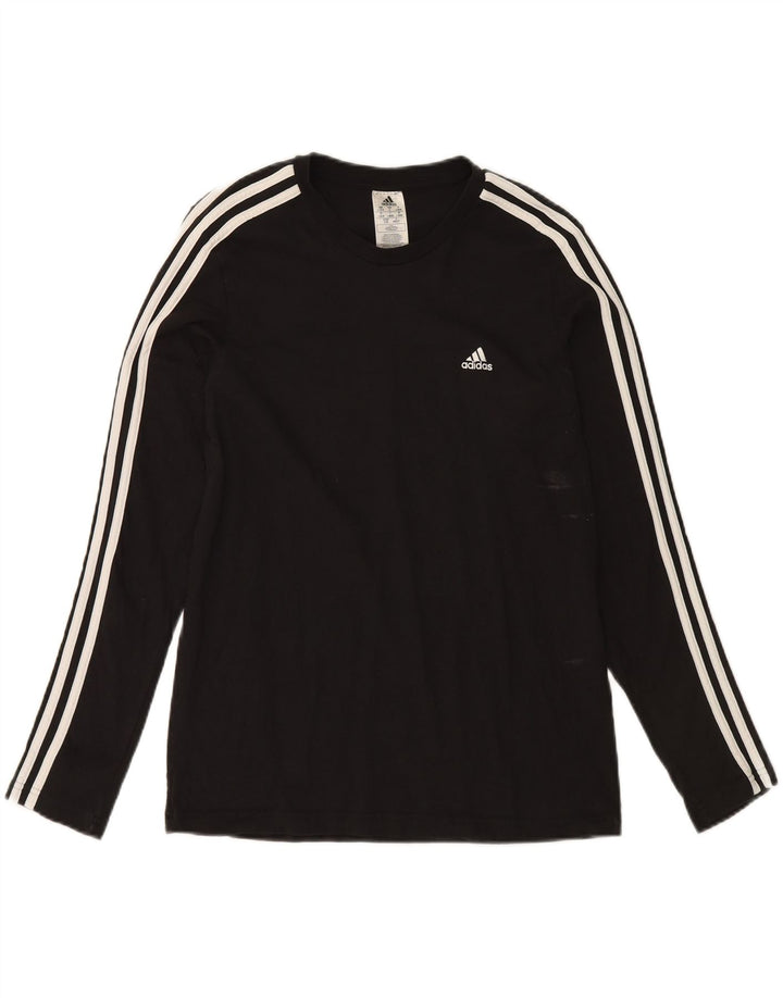 ADIDAS Damen Top Langarm UK 16/18 Große schwarze Baumwolle