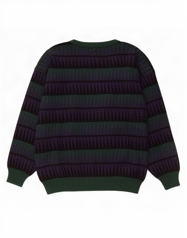 Vintage Herren Cardigan Pullover groß grün geometrisch