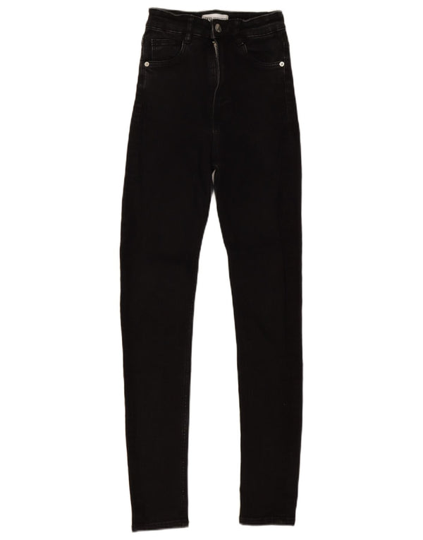 Zara Damen High Waist Skinny Jeans EU 32 2XS W22 L27 Schwarz
