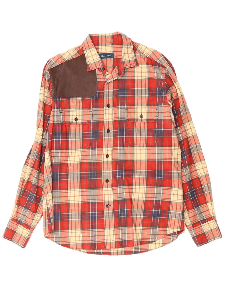 Massimo Dutti Herrenhemd, groß, rot kariert, Baumwolle