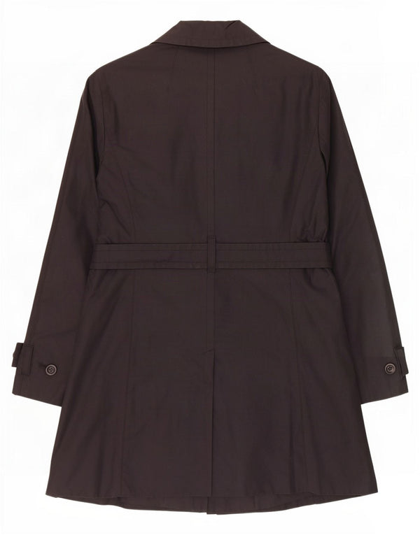 Ann Taylor Loft Damen Petite Trenchcoat UK 10 Small Schwarze Baumwolle