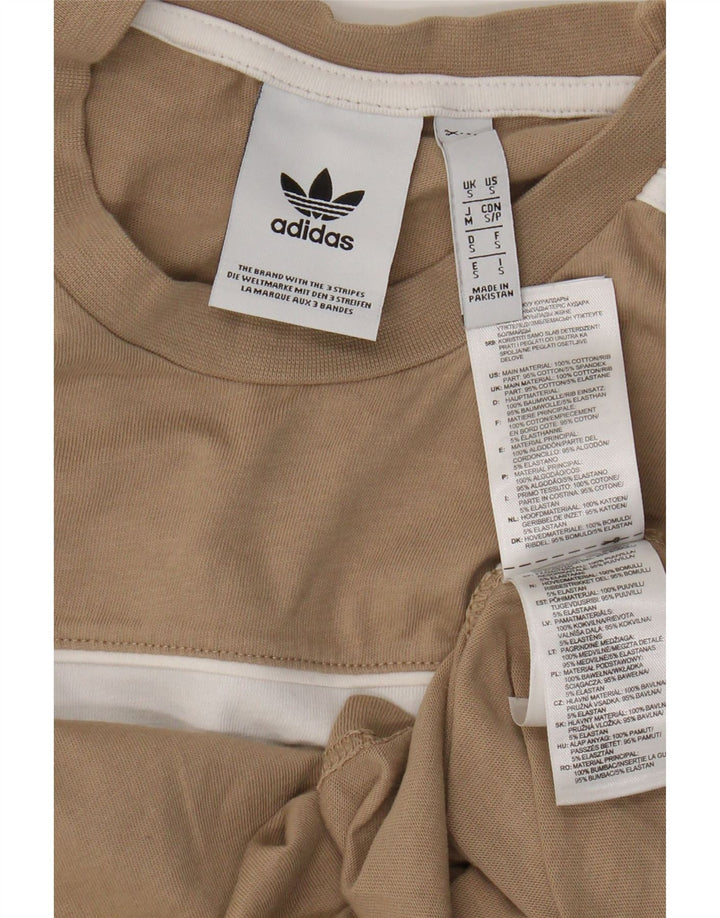 Adidas Herren T-Shirt Top Small Beige Colourblock Baumwolle