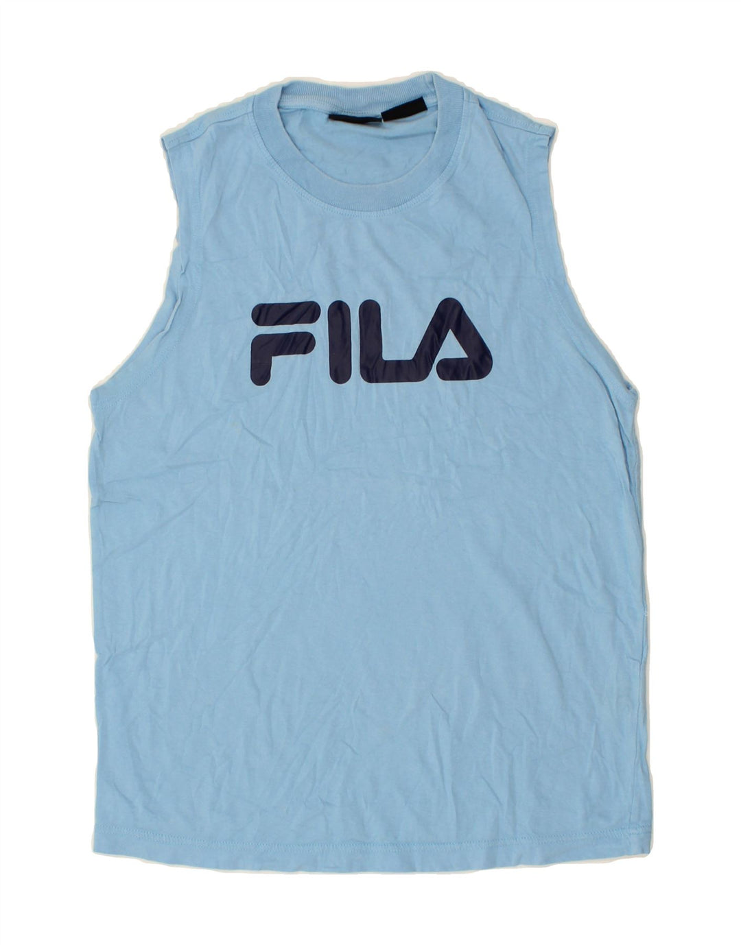 FILA Mens Graphic Vest Top Small Blue Cotton Vintage Fila and Second-Hand Fila from Messina Hembry 