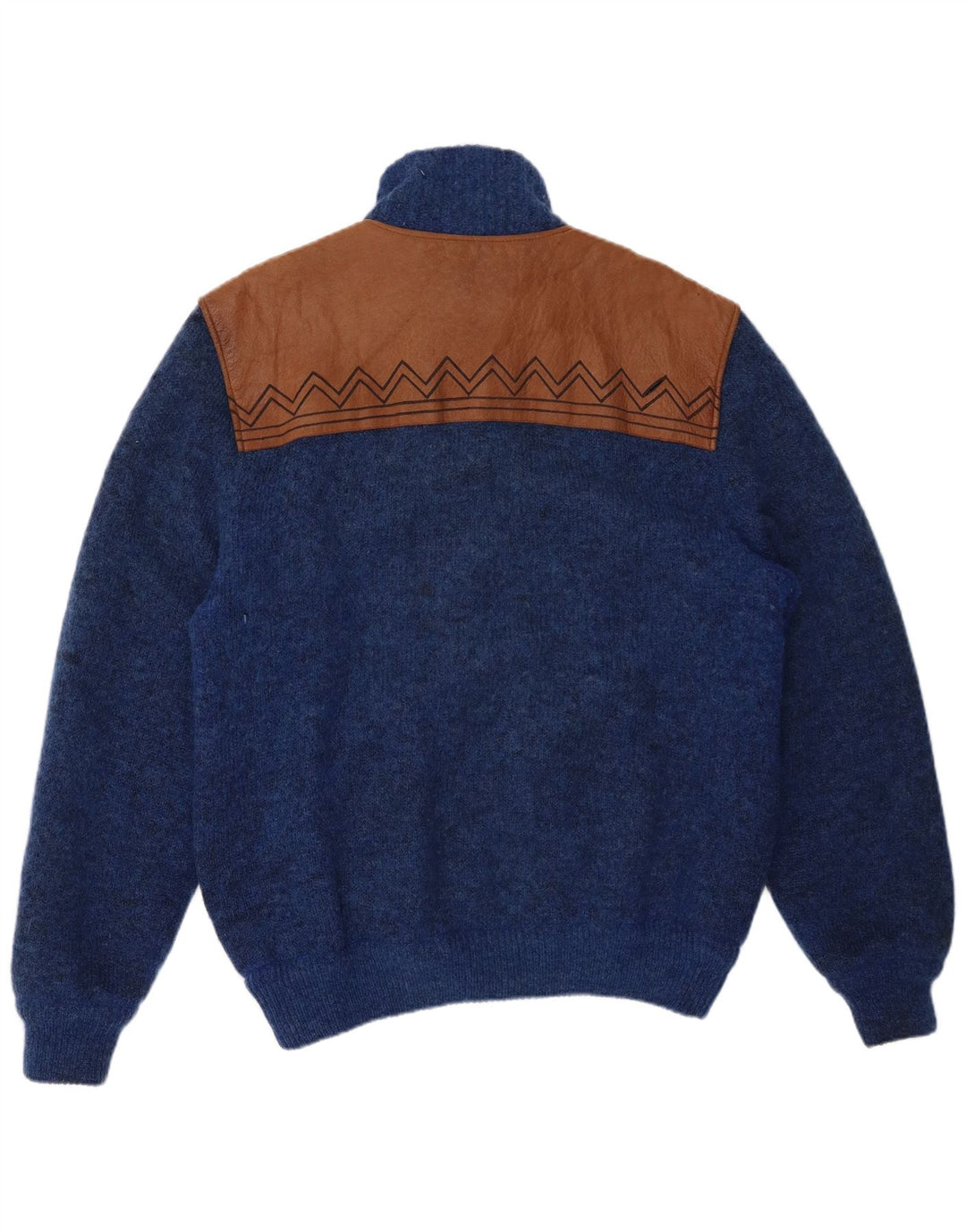 LAMBERS Herren-Strickjacke, groß, blaue Farbblock-Wolle