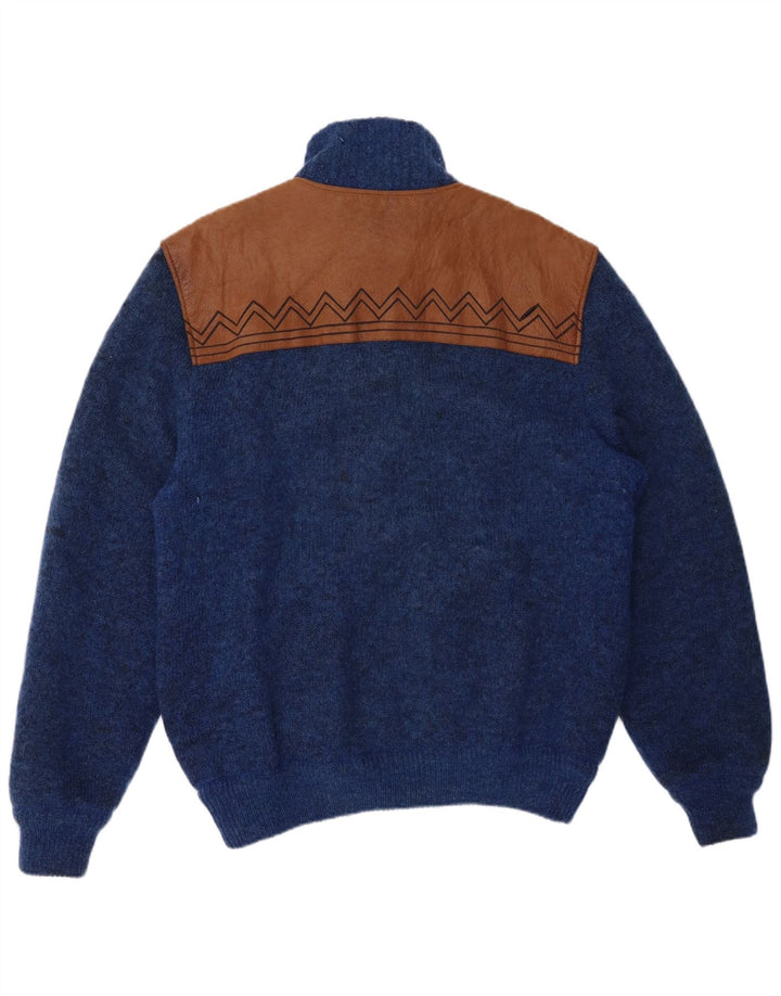 LAMBERS Herren-Strickjacke, groß, blaue Farbblock-Wolle