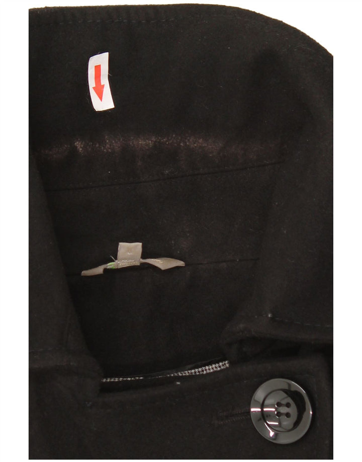 Marks & Spencer Damen Zweireihiger Mantel UK 14 Large Schwarz Polyester