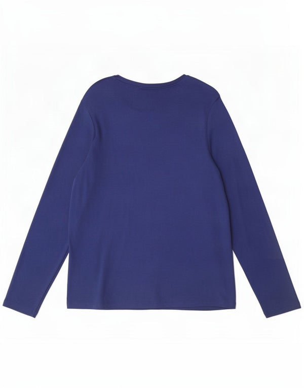 Marks & Spencer Damen Grafikoberteil Langarm UK 22 3XL Marineblau mit Blumenmuster