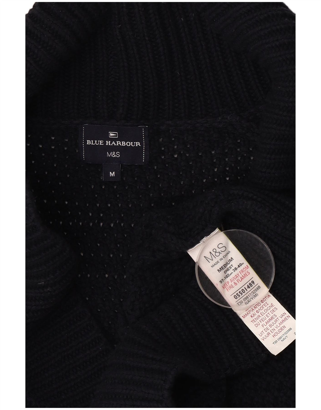 Marks & SPENCER Herren-Strickjacke, mittelmarineblaue Baumwolle