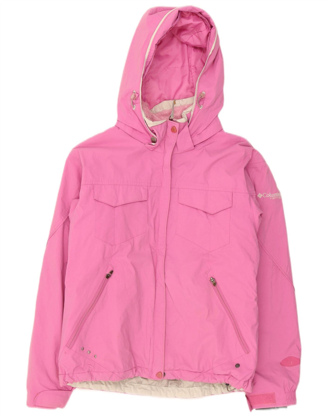 Columbia Damen-Regenjacke mit Kapuze, UK 14, mittelrosa Nylon