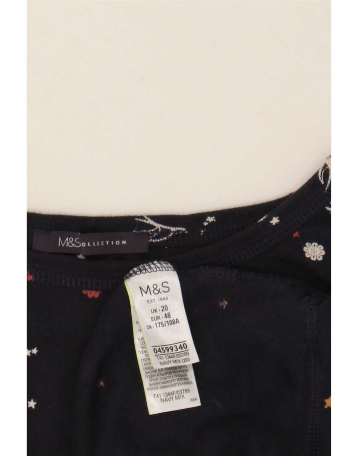 Marks & Spencer Damen-Top mit abstraktem Muster, 3/4-Ärmel, UK 20 2XL, Marineblau