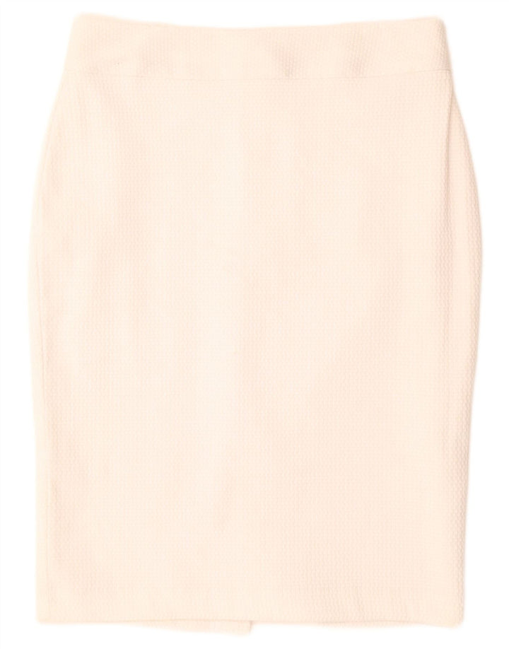 Marks & Spencer Damen Bleistiftrock UK 10 Small W30 Weiß Polyester