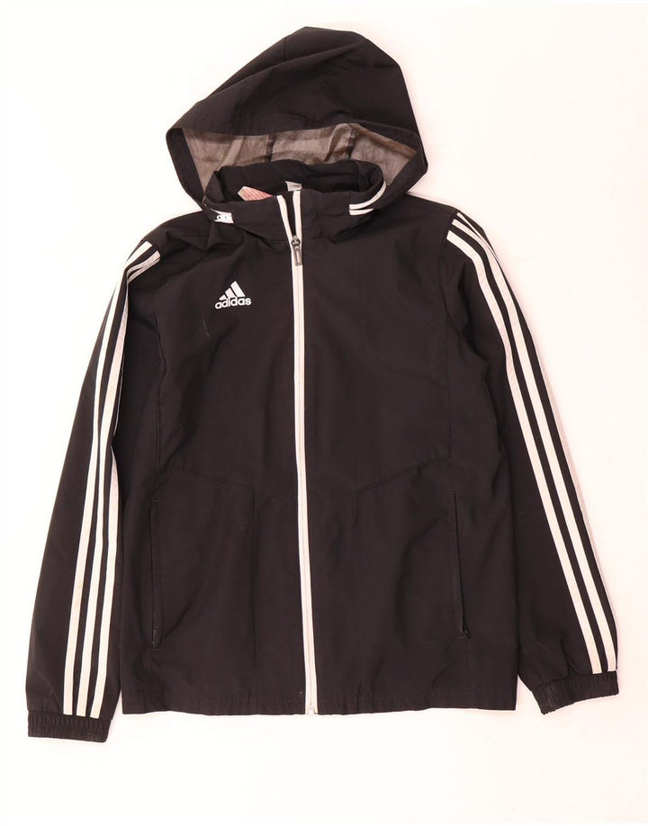 Adidas Regenjacke mit Kapuze für Jungen, 11–12 Jahre, schwarzes Polyester