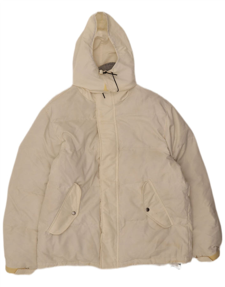 Invicta Herren-Jacke mit Kapuze, lockere Passform, gepolstert, UK 36, Größe S, Weiß, Polyester