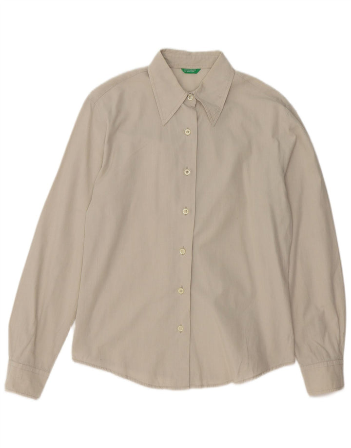 BENETTON Damen-Hemd UK 14 Mittelgrau