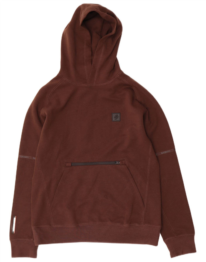 Superdry Herren-Kapuzenpullover, Größe S, braune Baumwolle