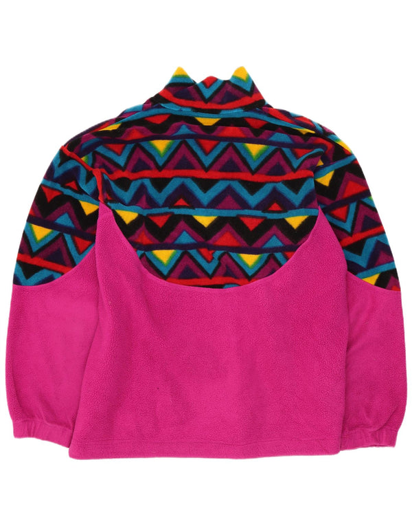 Vintage Damen Fleecejacke UK 20 2XL Rosa Geometrisch Retro