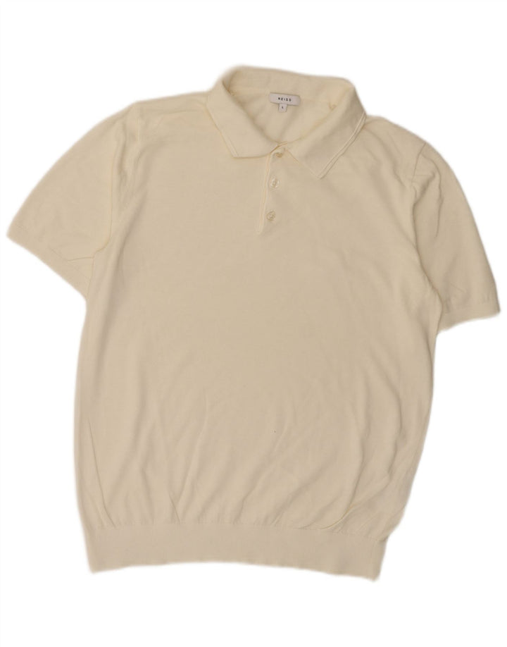 Reiss Herren-Poloshirt, große weiße Baumwolle