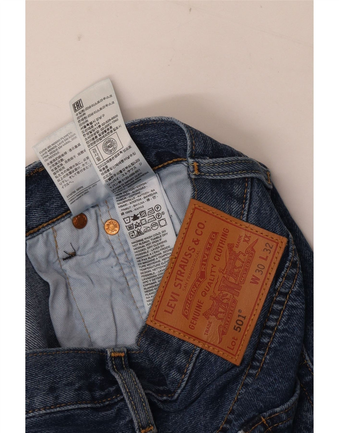 Levi's Herren 501 Straight Jeans W30 L32 Blaue Baumwolle
