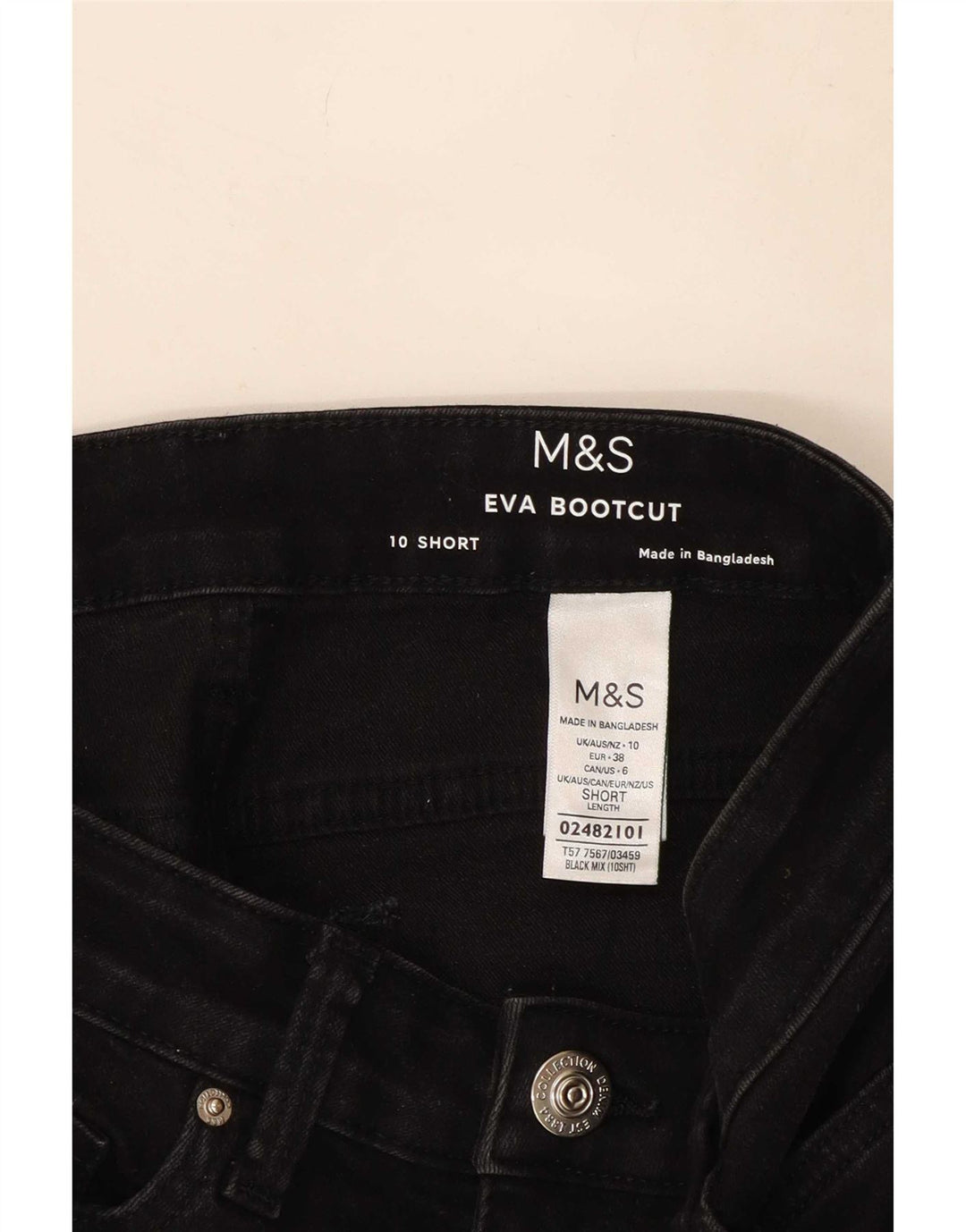 Marks & Spencer Damen Eva Bootcut Jeans UK 10 Small W27 L27 Schwarz