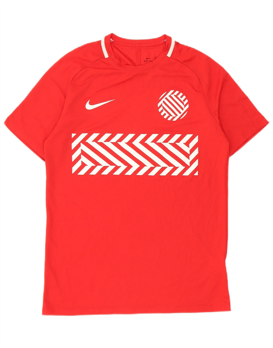 Nike Herren Dri Fit Grafik-T-Shirt-Oberteil Mittelrotes geometrisches Polyester