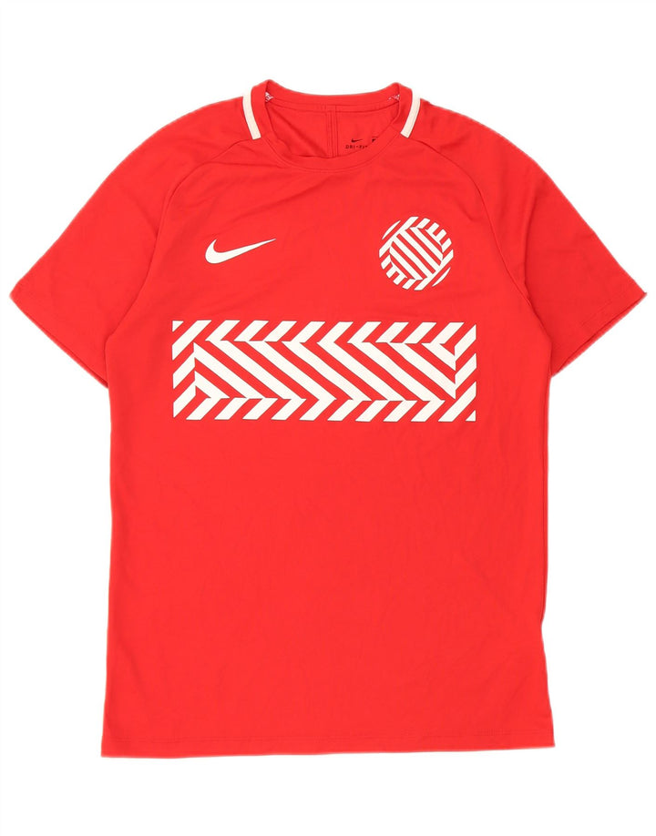 Nike Herren Dri Fit Grafik-T-Shirt-Oberteil Mittelrotes geometrisches Polyester
