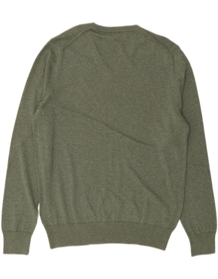 Marks & SPENCER Herren-Pullover mit V-Ausschnitt, groß, grüne Baumwolle
