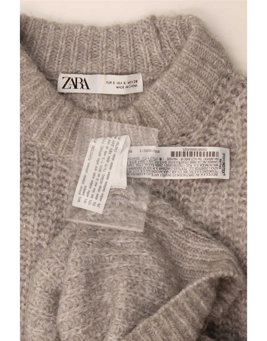 Zara Damen-Pullover mit Rollkragen, übergroß, Gr. 10, Größe S, Grau, Polyester