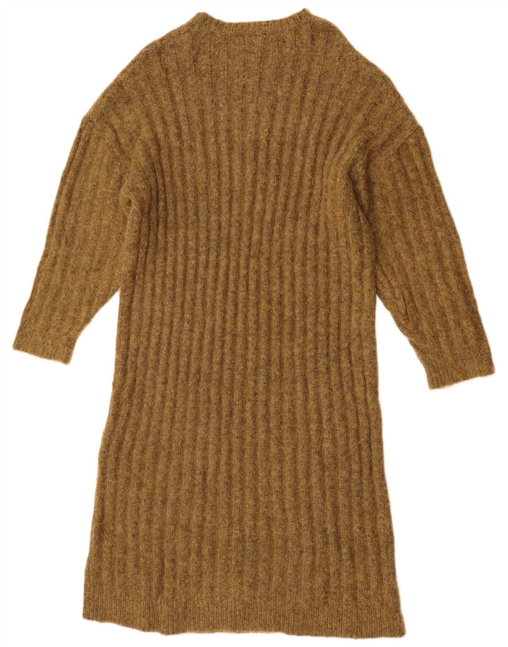 ZARA Damen Übergroßes Pulloverkleid UK 14 Medium Khaki Nylon