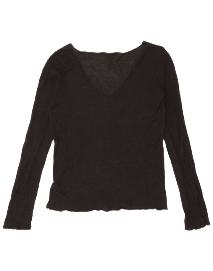 Zara Damen Top Langarm UK 10 Small Schwarz