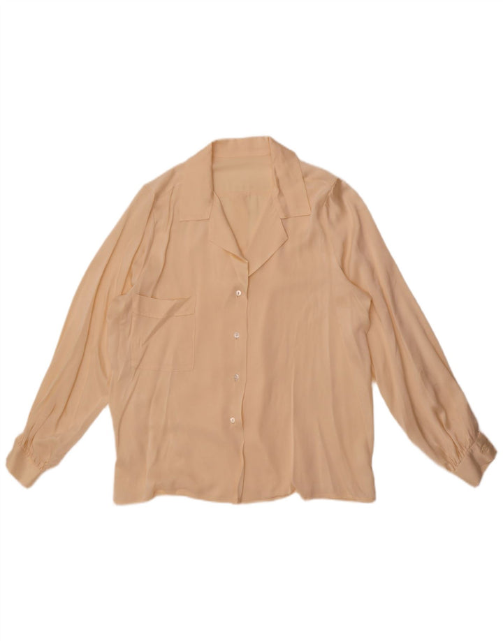 Vintage Damen Hemdbluse UK 14 Groß Beige