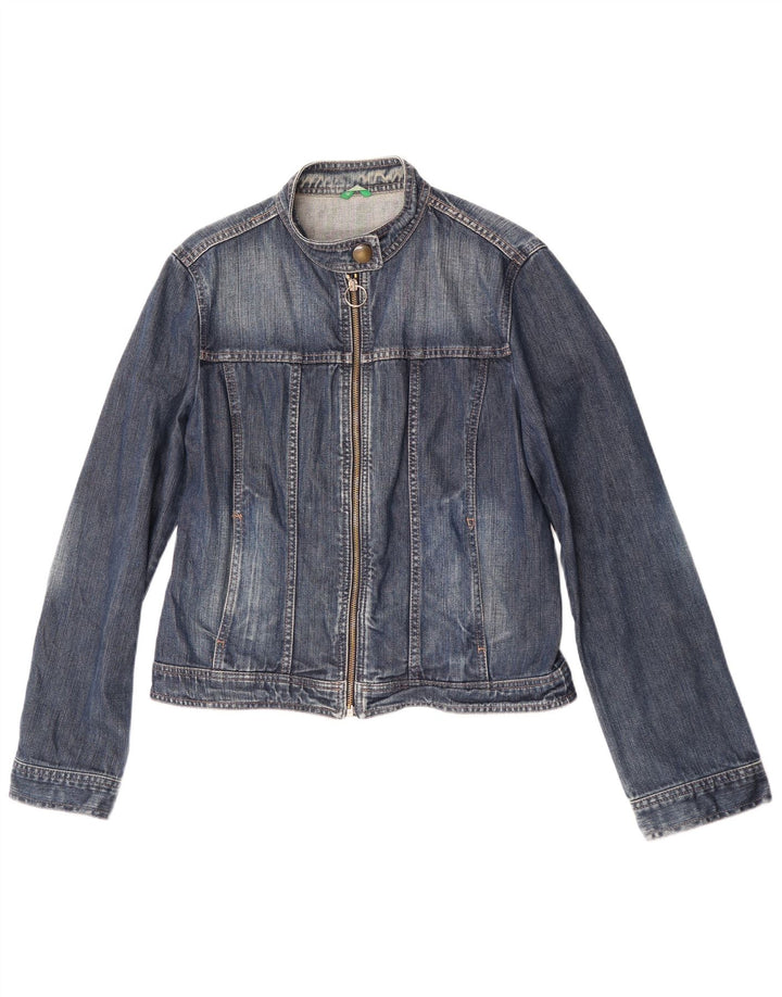 Benetton Damen Jeansjacke UK 16 Große blaue Baumwolle
