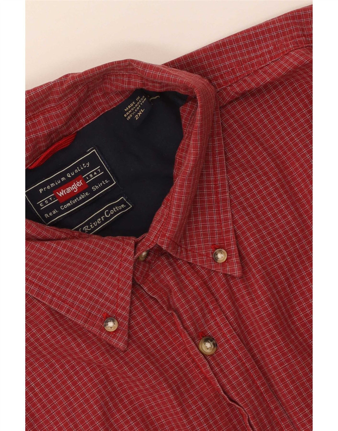 Wrangler Herren-Kurzarmhemd 2XL, rot kariert, Baumwolle