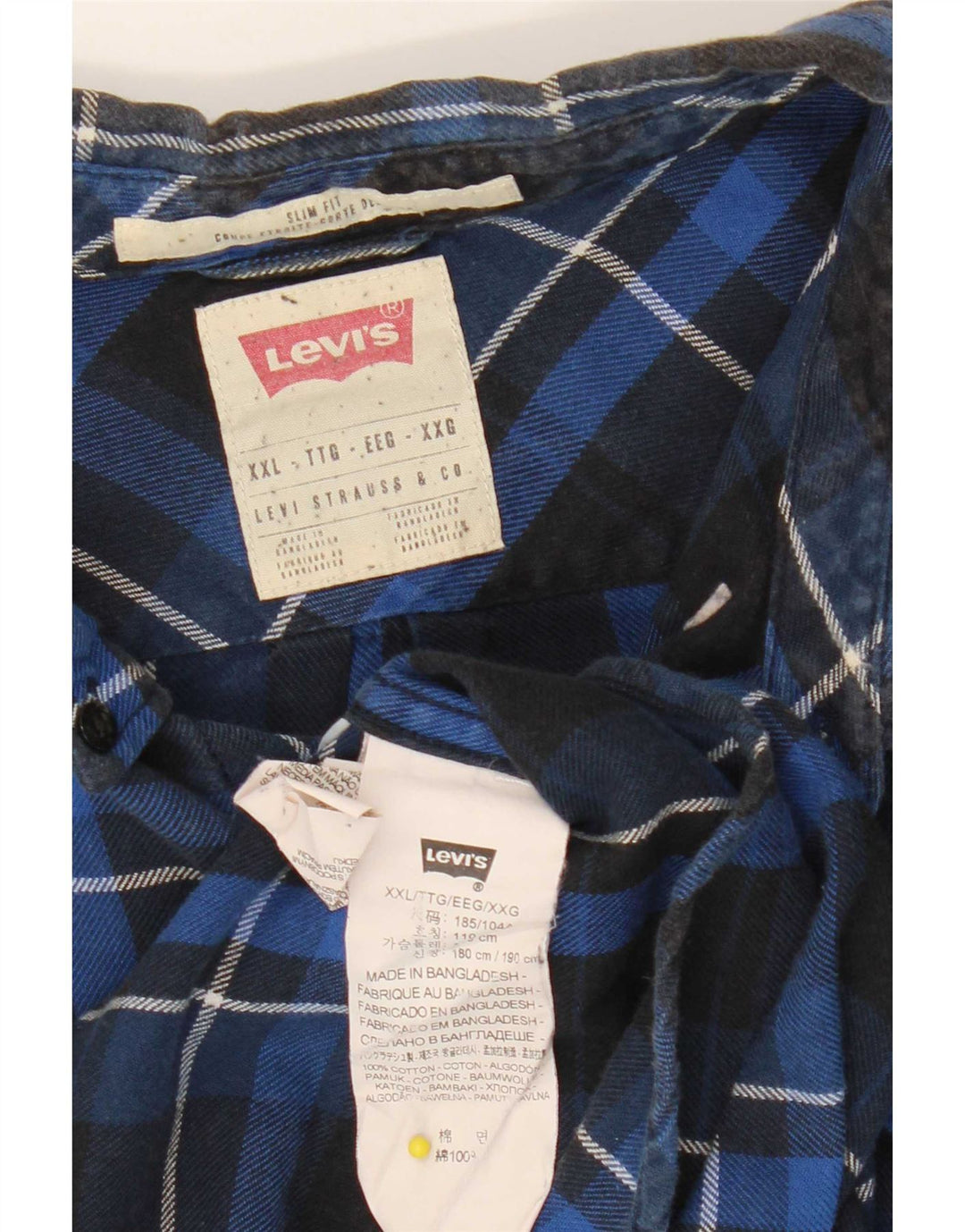 Levi's Herren-Flanellhemd mit schmaler Passform, 2XL, marineblau, kariert, Baumwolle