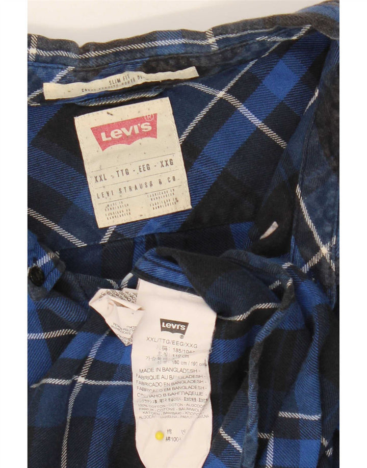 Levi's Herren-Flanellhemd mit schmaler Passform, 2XL, marineblau, kariert, Baumwolle