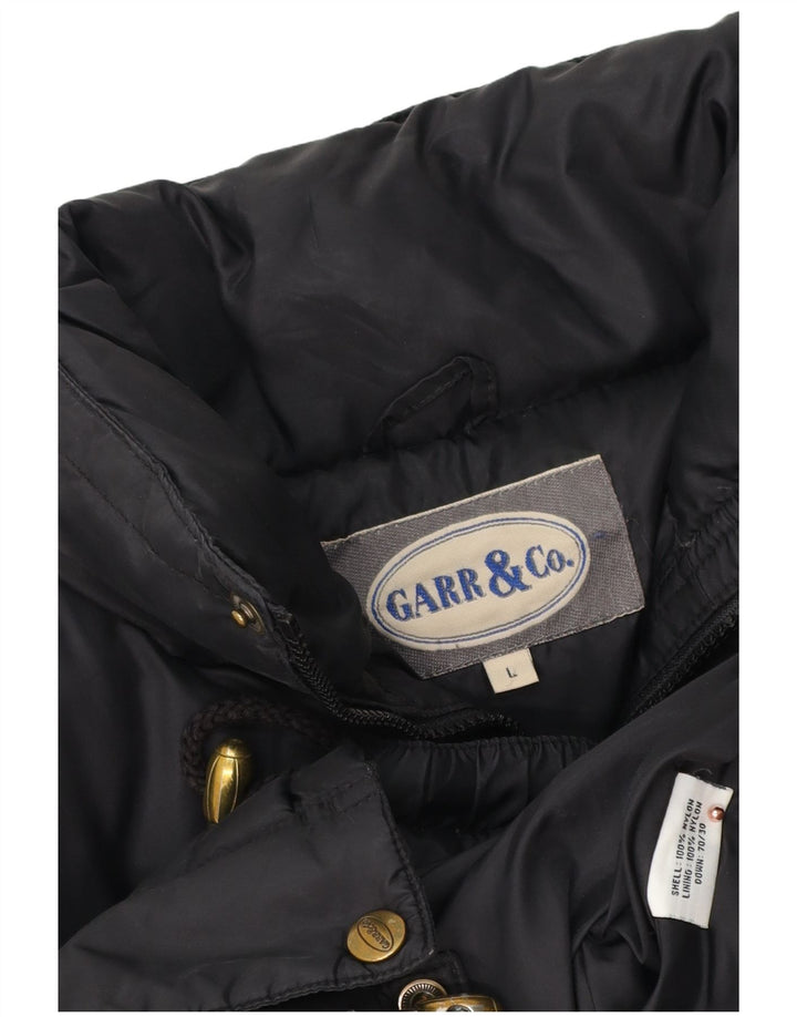Gepolsterte Vintage-Herrenjacke mit Kapuze, UK 40, großes schwarzes Nylon
