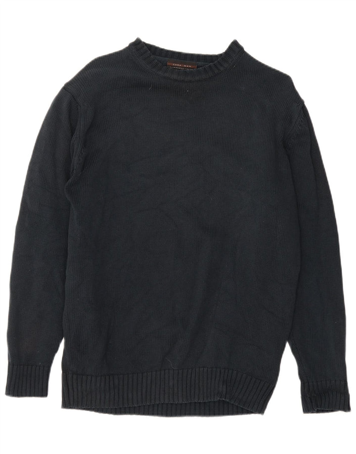 Zara Herren-Pullover mit Rundhalsausschnitt, XL, Schwarz