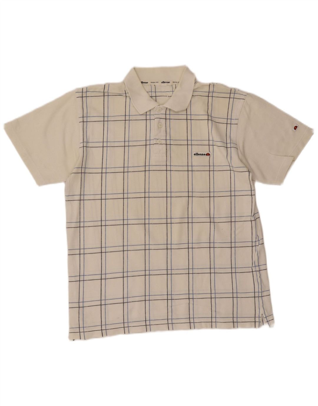 Ellesse Herren-Poloshirt, mittelweiß, kariert, Baumwolle
