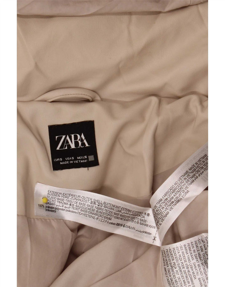 Zara Damen-Kapuzen-Übergröße, gepolsterte Jacke, UK 10, Small, Beige, Polyester
