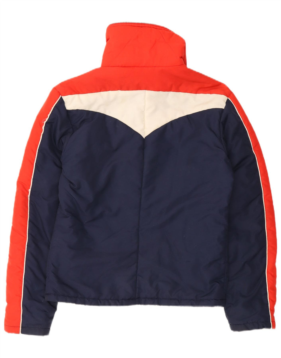 Vintage Damen Wattierte Jacke UK 14 Groß Marineblau Farbblock