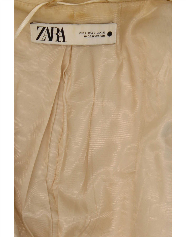Zara Damen Übergroßer Mantel UK 16 Large Beige Polyester