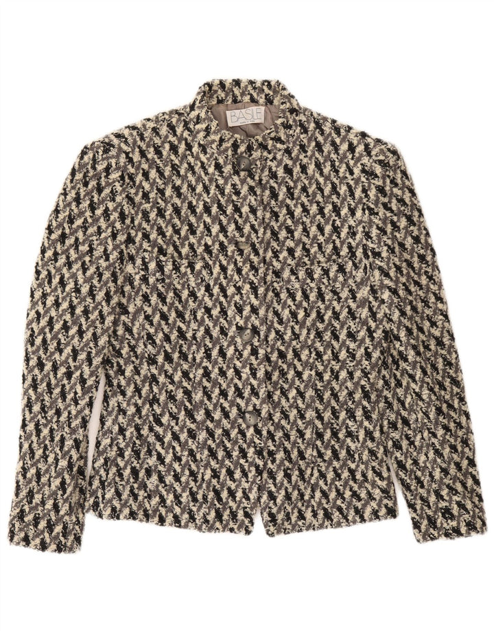Basile Damen-Blazer mit 4 Knöpfen, IT 44, mittelgraue geometrische Viskose